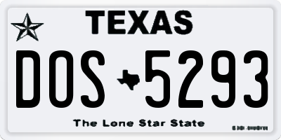 TX license plate DOS5293