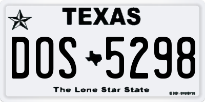 TX license plate DOS5298
