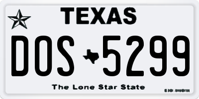 TX license plate DOS5299