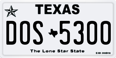 TX license plate DOS5300
