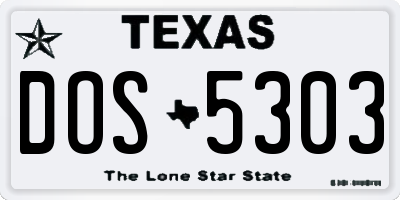 TX license plate DOS5303
