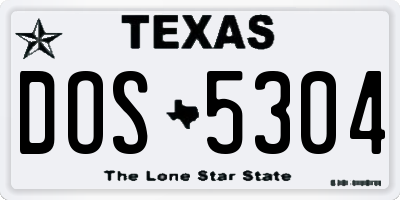 TX license plate DOS5304