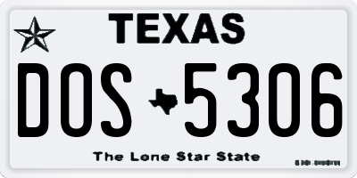 TX license plate DOS5306