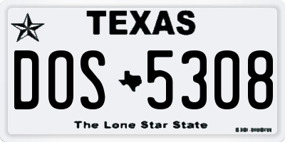 TX license plate DOS5308