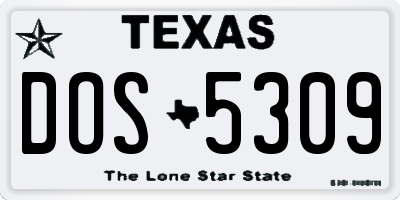TX license plate DOS5309