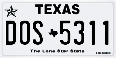 TX license plate DOS5311