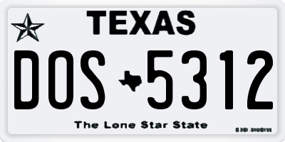 TX license plate DOS5312