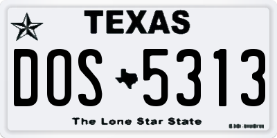 TX license plate DOS5313