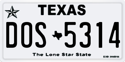 TX license plate DOS5314