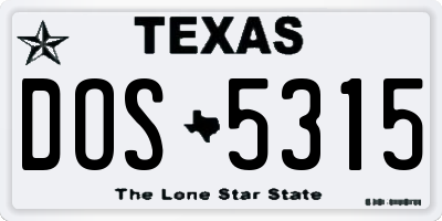 TX license plate DOS5315