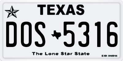TX license plate DOS5316