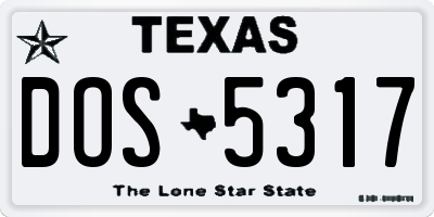 TX license plate DOS5317