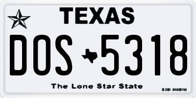 TX license plate DOS5318