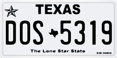 TX license plate DOS5319