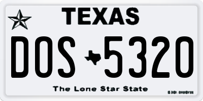 TX license plate DOS5320