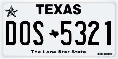 TX license plate DOS5321