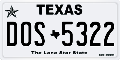 TX license plate DOS5322