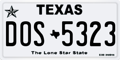 TX license plate DOS5323