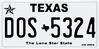 TX license plate DOS5324