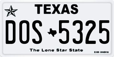 TX license plate DOS5325