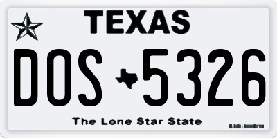 TX license plate DOS5326