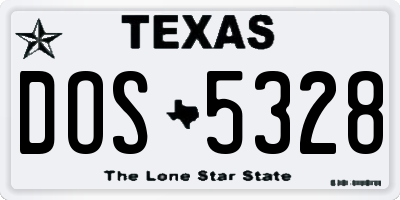 TX license plate DOS5328