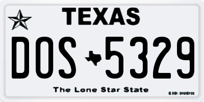 TX license plate DOS5329