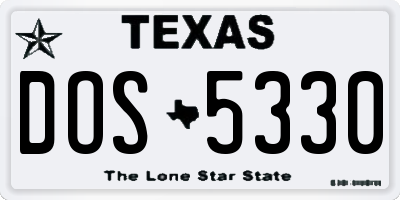TX license plate DOS5330