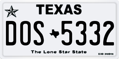 TX license plate DOS5332