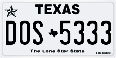 TX license plate DOS5333