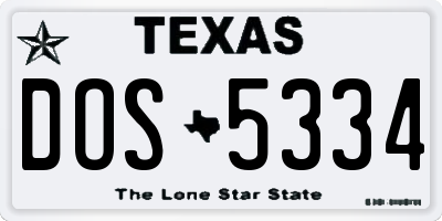 TX license plate DOS5334