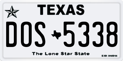 TX license plate DOS5338