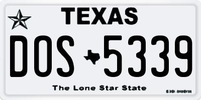 TX license plate DOS5339