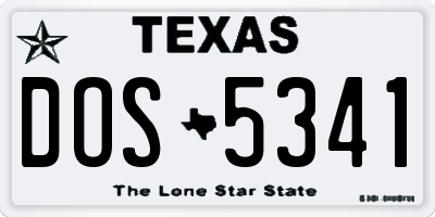 TX license plate DOS5341