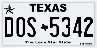 TX license plate DOS5342