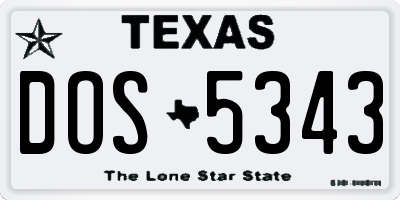 TX license plate DOS5343