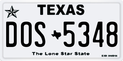 TX license plate DOS5348