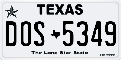 TX license plate DOS5349