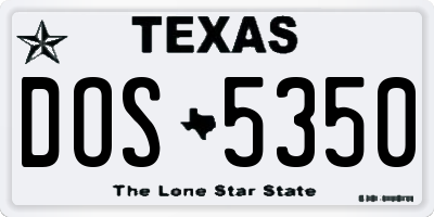 TX license plate DOS5350