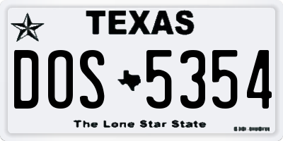 TX license plate DOS5354
