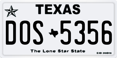 TX license plate DOS5356