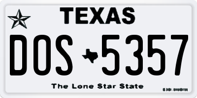 TX license plate DOS5357