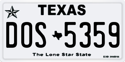 TX license plate DOS5359