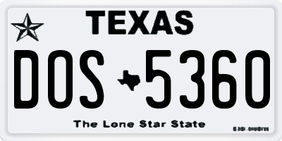 TX license plate DOS5360