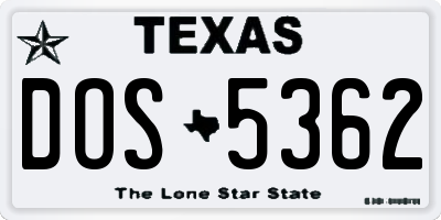 TX license plate DOS5362