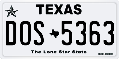 TX license plate DOS5363