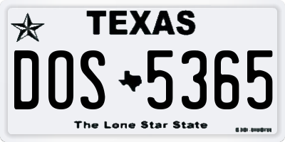 TX license plate DOS5365