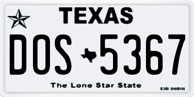TX license plate DOS5367