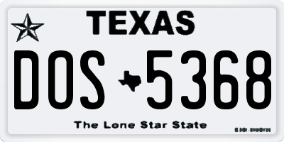TX license plate DOS5368