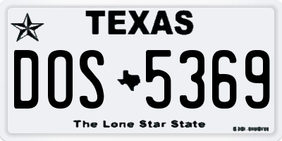 TX license plate DOS5369